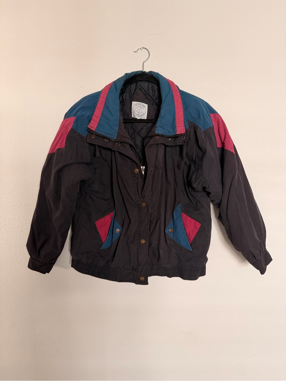 Vintage 90s Color Block Ski Jacket Windbreaker | Retro Winter Coat